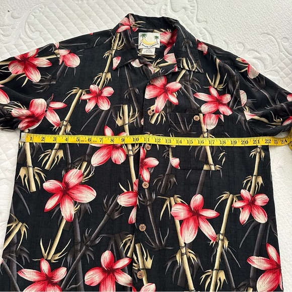 Banana Cabana Shirt Floral Hawaiian Silk Black & Red - Picture 7 of 7